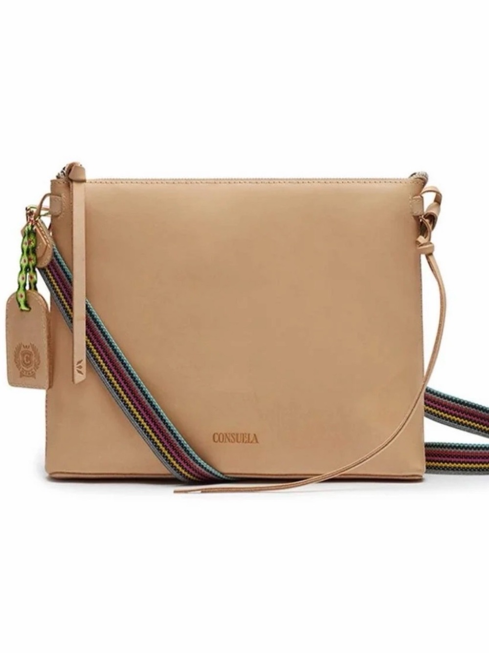 Consuela Natural Leather Crossbody Purse | Colorful Strap | Pre-Owned - Picture 8 of 9